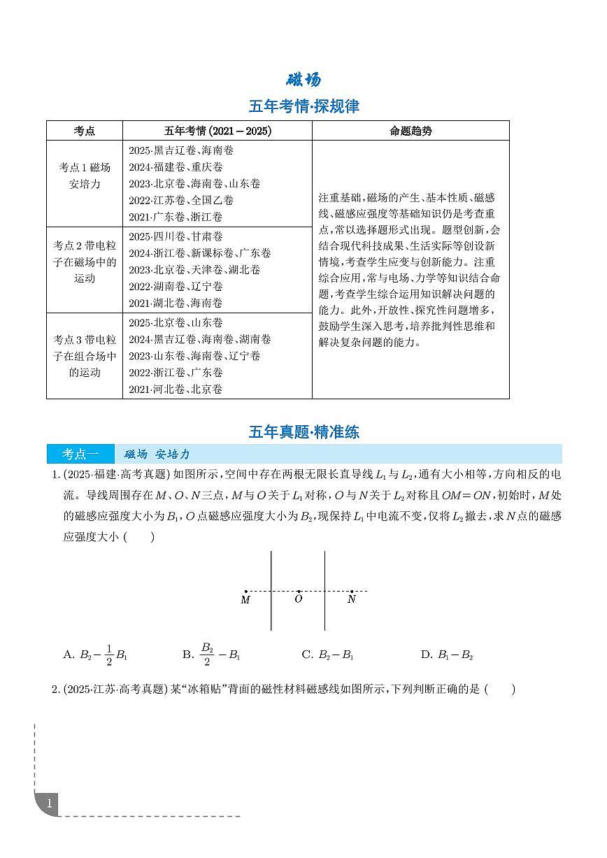 专题  磁场（全国通用）（学生版）第1页
