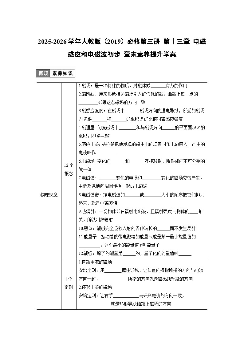 2025-2026学年物理人教版（2019）必修第三册 13.1磁场 磁感线 学案 (2)第1页