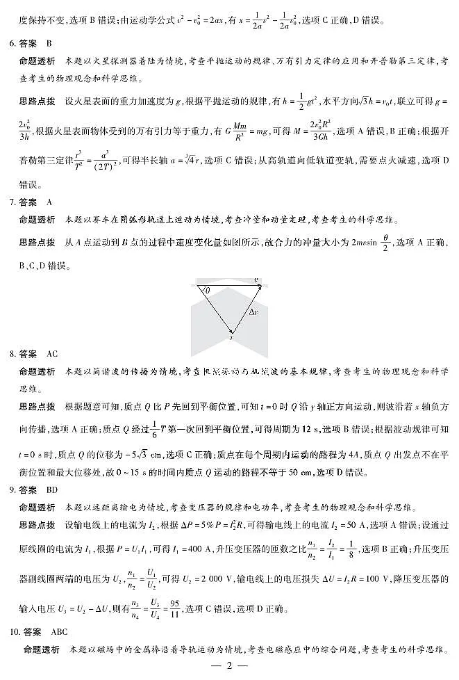 河南省部分学校2024-2025学年（下）高二年级期末考试物理答案第2页