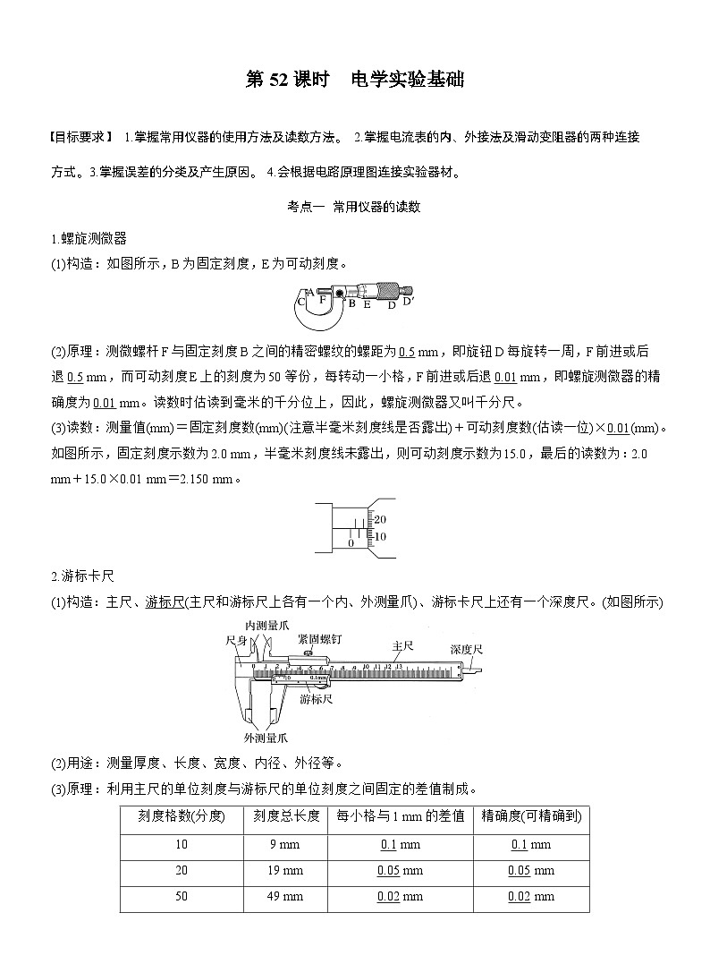 2026高考物理一轮复习-第十章-第52课时-电学实验基础-专项训练【含答案】第1页