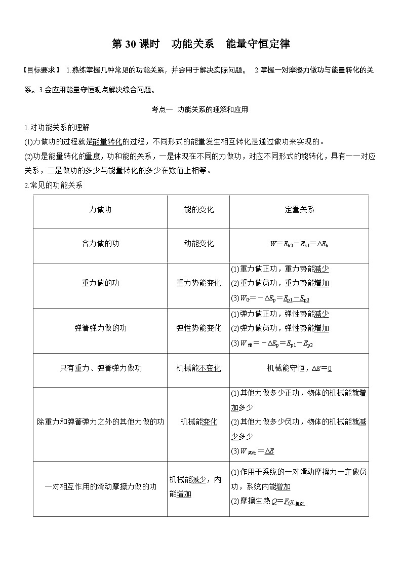 2026高考物理一轮复习-第六章-第30课时-功能关系　能量守恒定律-专项训练【含答案】第1页