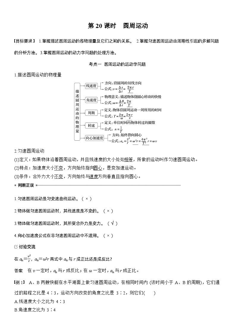 2026高考物理一轮复习-第四章-第20课时-圆周运动-专项训练【含答案】第1页