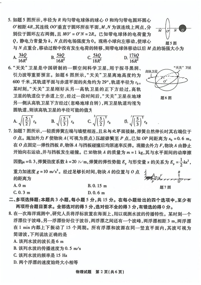重庆市南开中学2025届高三第六次质量检测-物理试题（含答案）第2页