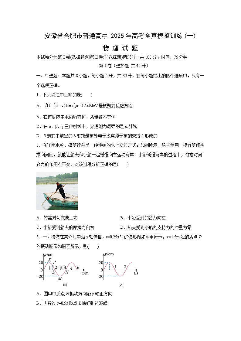 【物理】2025届安徽省普通高中高三下学期高考全真模拟训练(一)试题（解析版）第1页