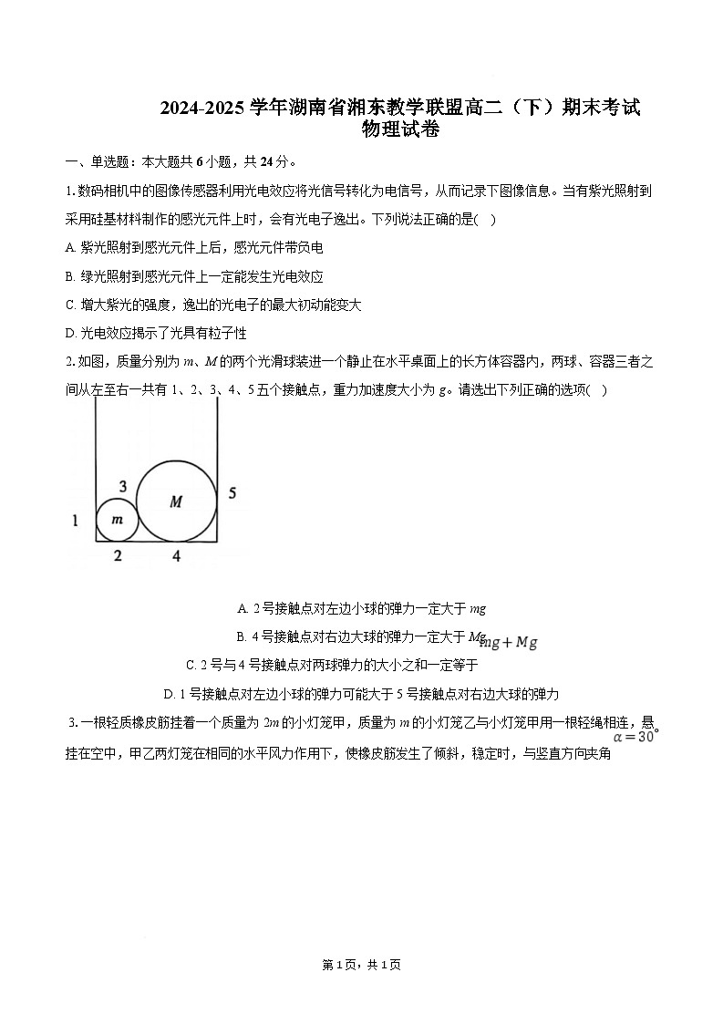 湖南省湘东教学联盟2024-2025学年高二下学期期末考试物理试卷（Word版附解析）第1页