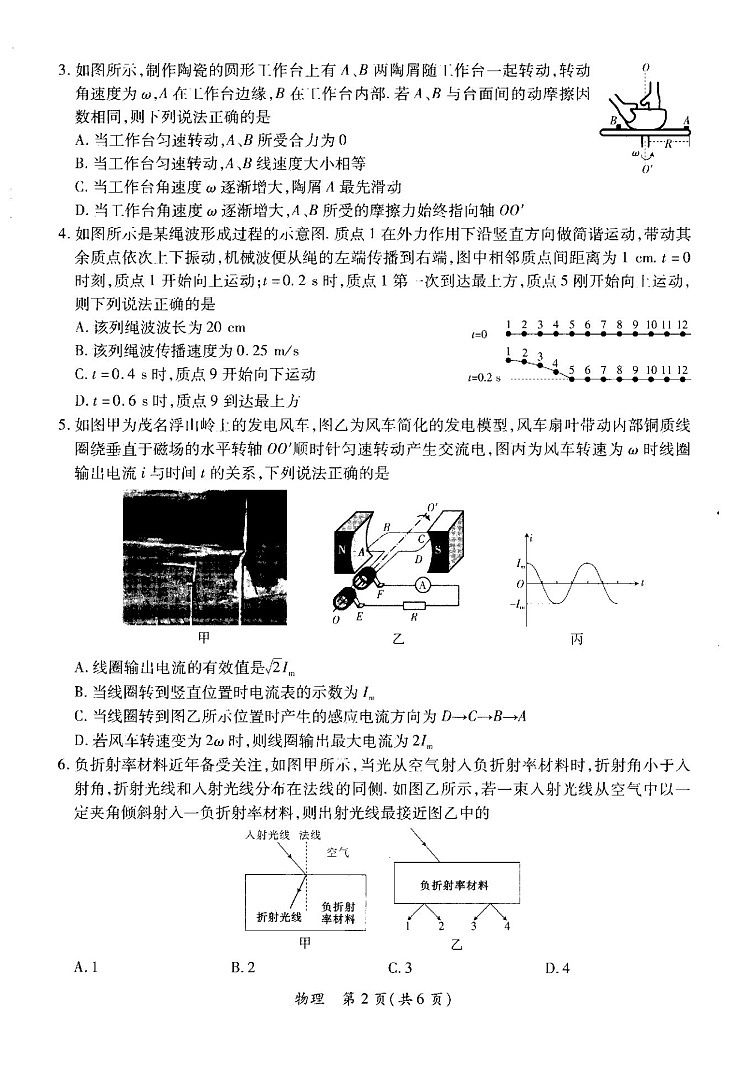 广东省茂名市2025届高三年级第一次综合测试物理（含答案）第2页