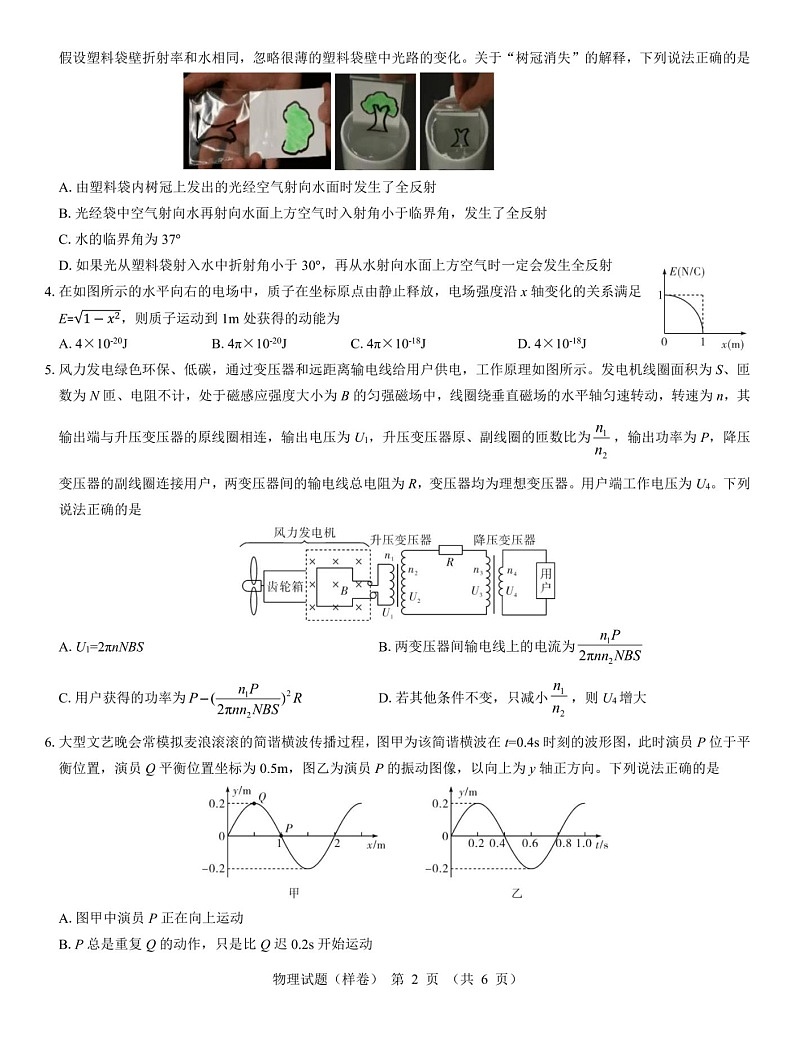名校教研联盟2025届高考仿真模拟卷-物理试题（含答案）第2页