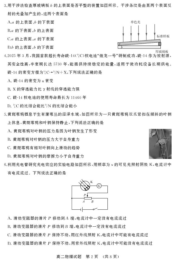 山东省济南市2024-2025学年高二下学期7月期末学习质量检测物理试卷第2页
