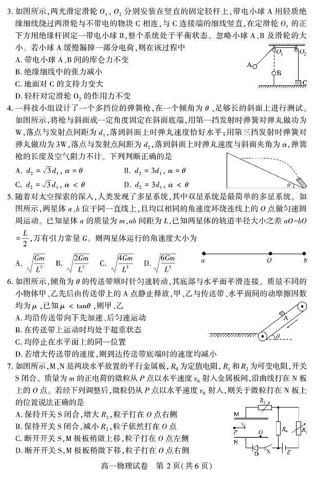 湖北省2024-2025学年七月高一期末统一调研测试 物理.pdf第2页
