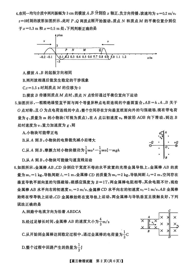 湖南省三湘名校教育联盟五市十校教研教改共同体2025届高三下学期2月入学大联考-物理试题（含答案）第2页