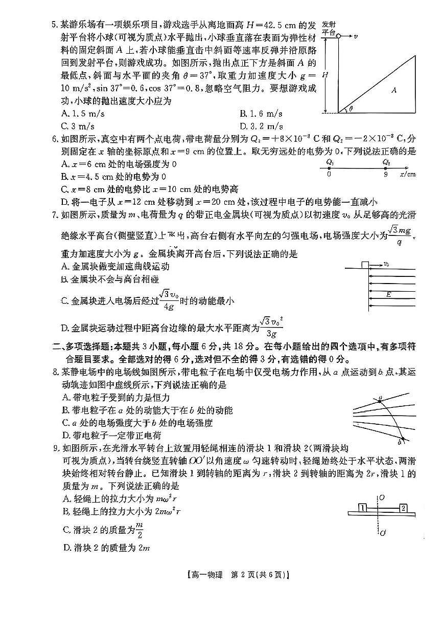 河南省新乡市2024-2025学年高一下学期7月期末测试物理试卷（PDF版，含解析）含答案解析第2页
