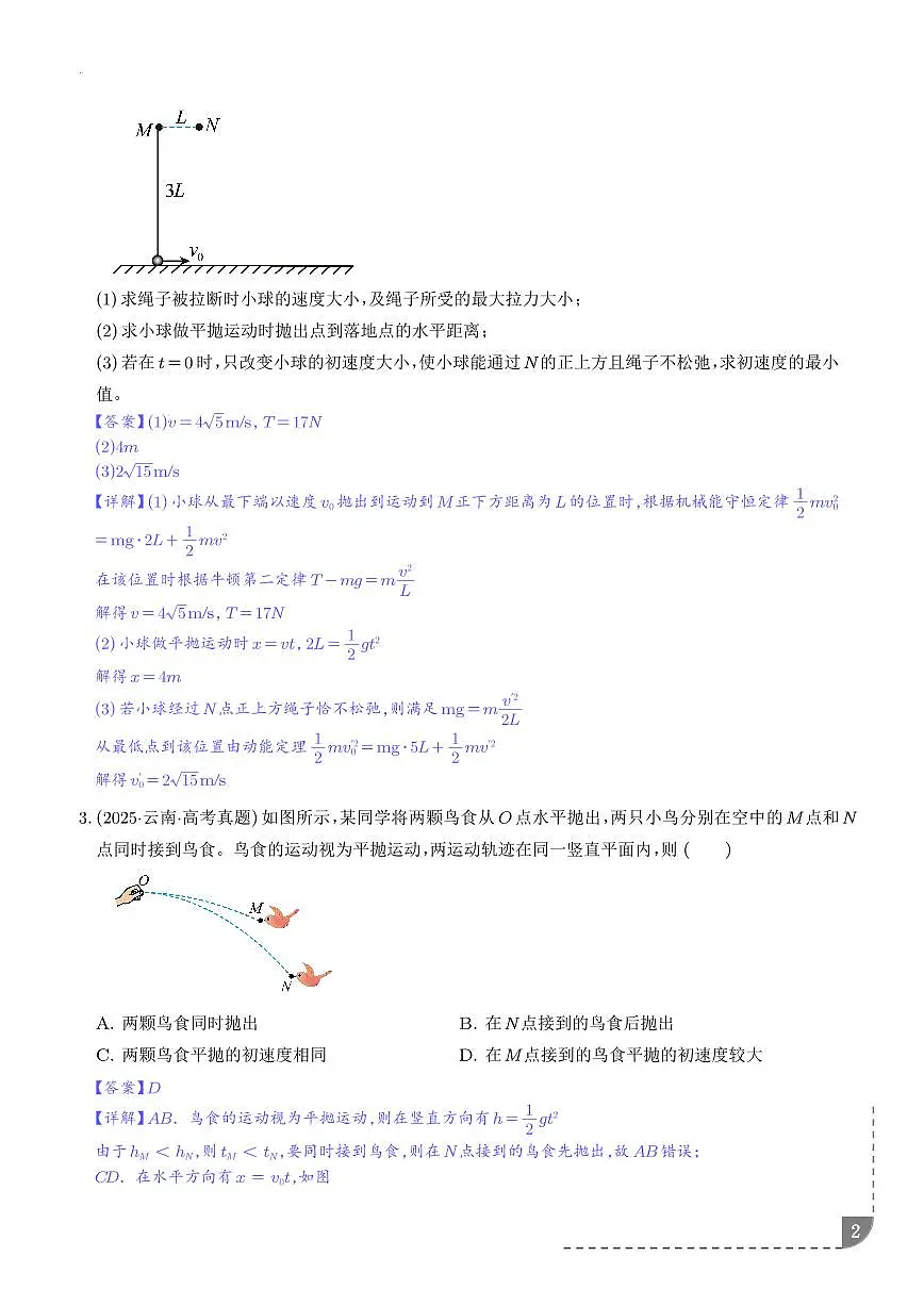 抛体运动-【精练】2026高考物理一轮复习（解析版）第2页