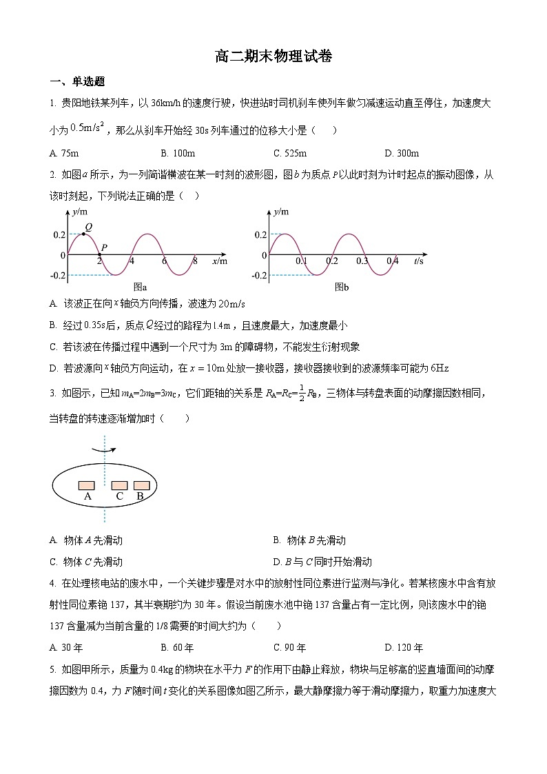 湖南省长沙市长沙大学附属中学2024-2025学年高二下学期7月期末物理试题（原卷版）第1页