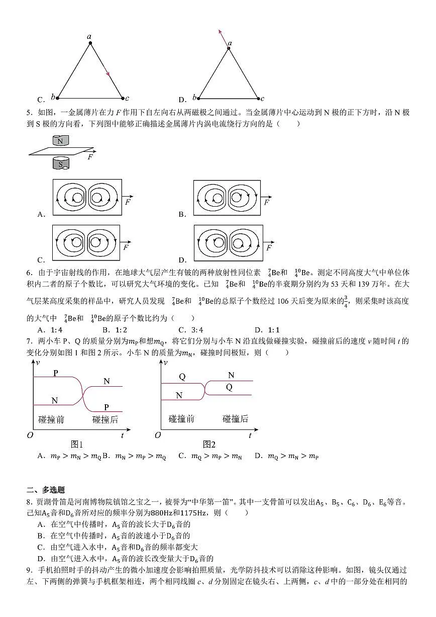 2025年高考真题 河南物理-试题（含答案）第2页
