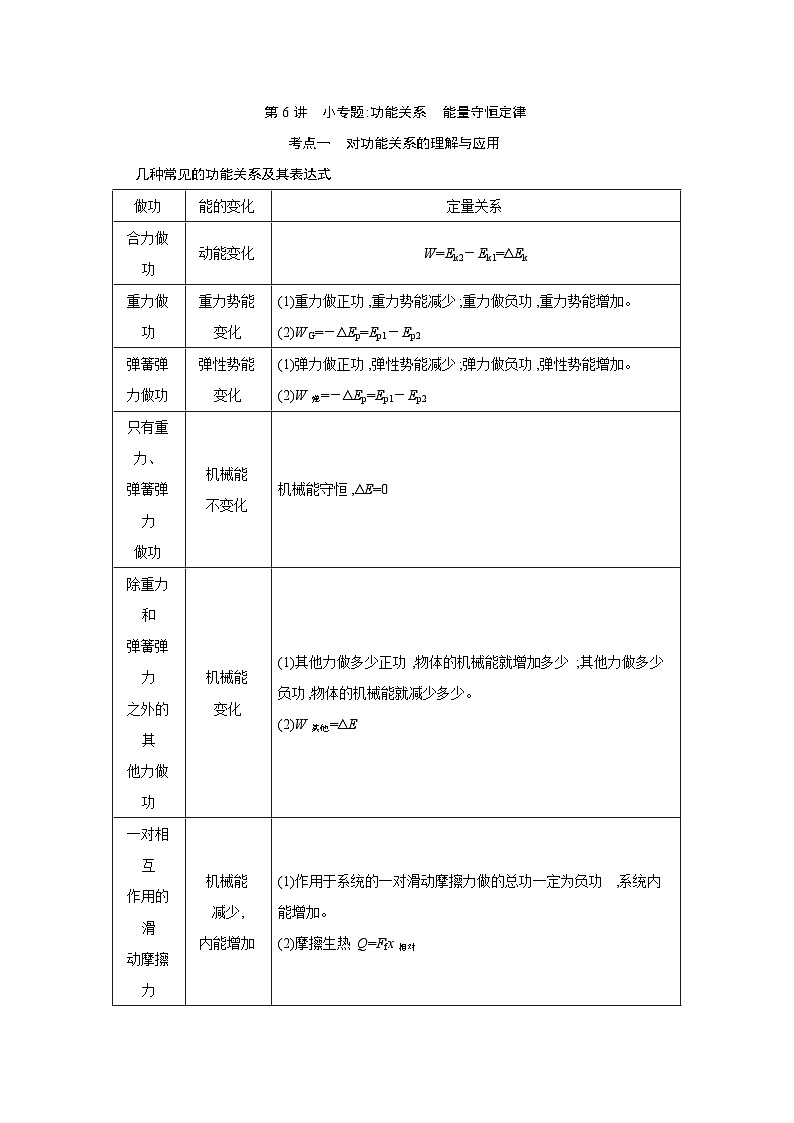 第六章  第6讲　小专题 功能关系　能量守恒定律练习含答案-高考物理一轮专题第1页