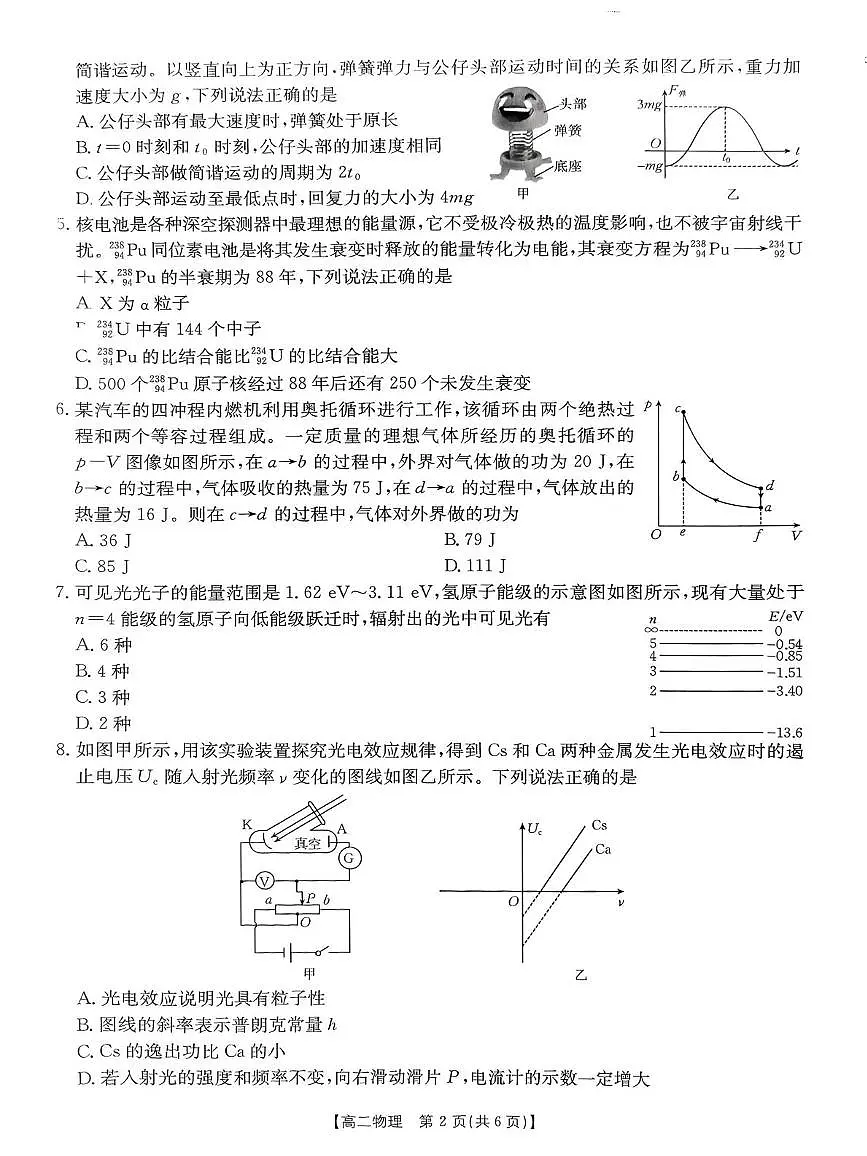 内蒙古巴彦淖尔市2024-2025学年高二下学期期末考试物理试卷（PDF版附答案）第2页