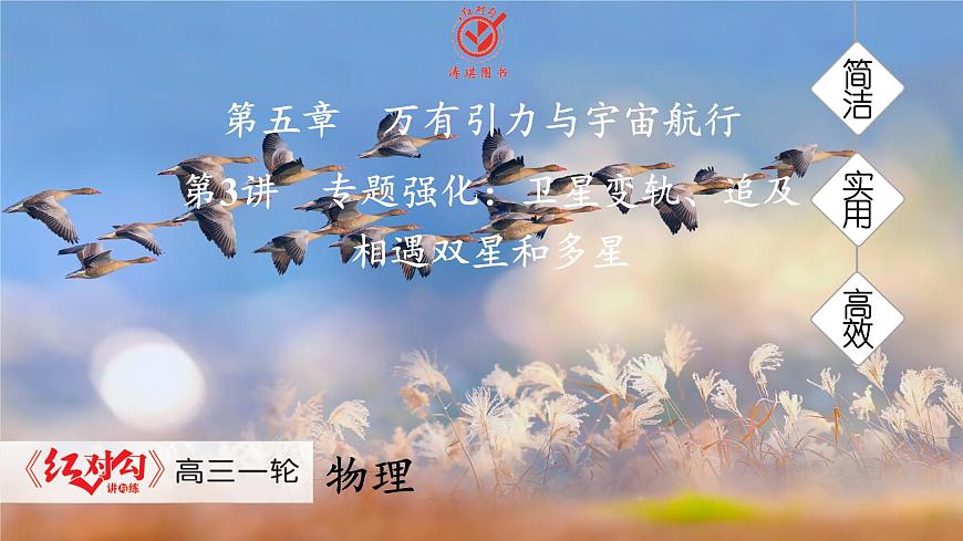 高考物理【一轮复习】课件第五章   第三讲　专题强化：卫星变轨、追及相遇双星和多星第1页