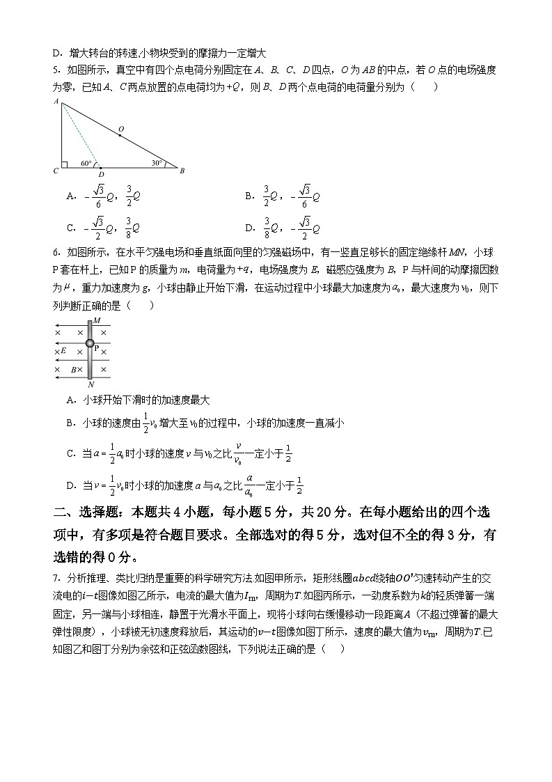 2026届湖南省高三质量检测摸底综合练习试卷 物理（含解析）第2页
