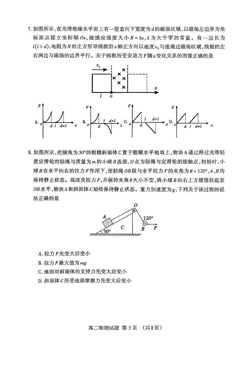 山东省泰安市2024-2025学年高二下学期7月期末考试物理试卷（PDF版附答案）第3页