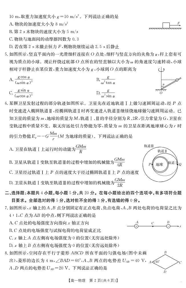 湖南省2024-2025学年高一年级下学期7月期末考试 物理第2页