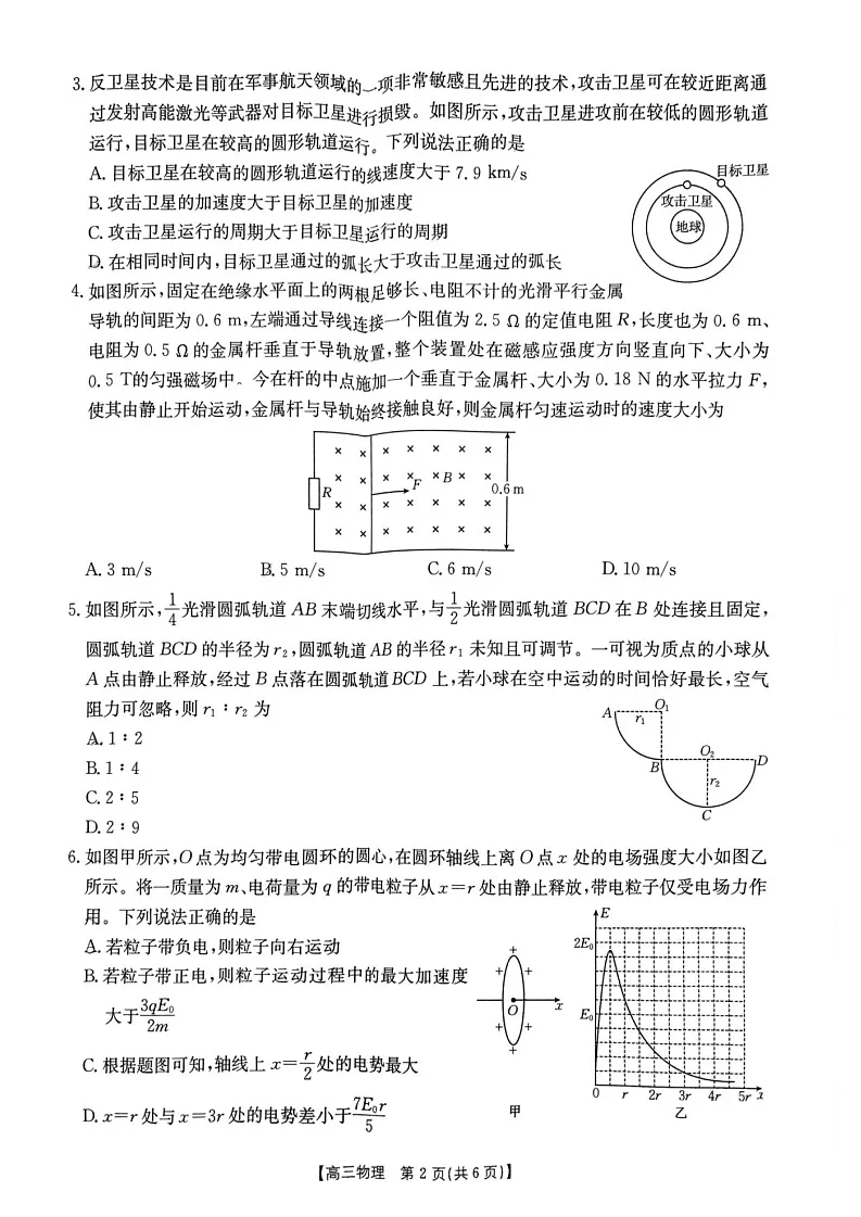 2025届内蒙古金太阳高三上学期8月开学考-物理试题（学生版）第2页