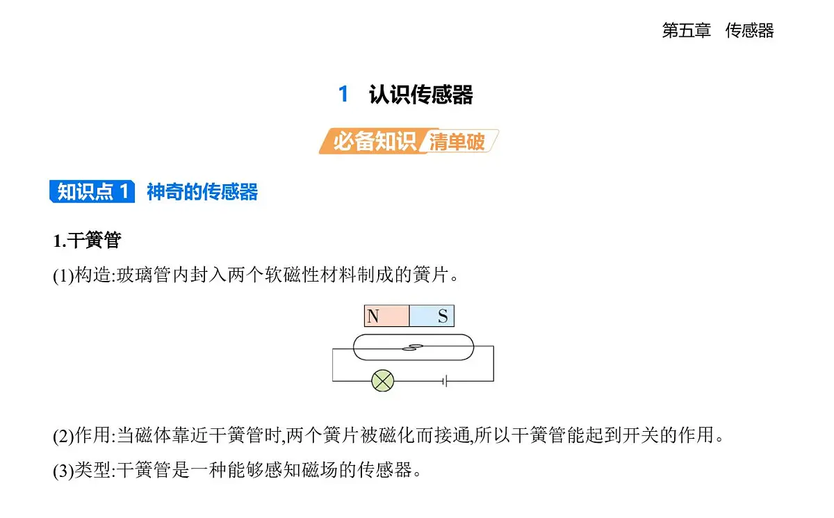 5.1认识传感器知识点串讲课件-人教版高中物理高二上学期（选必二）第1页
