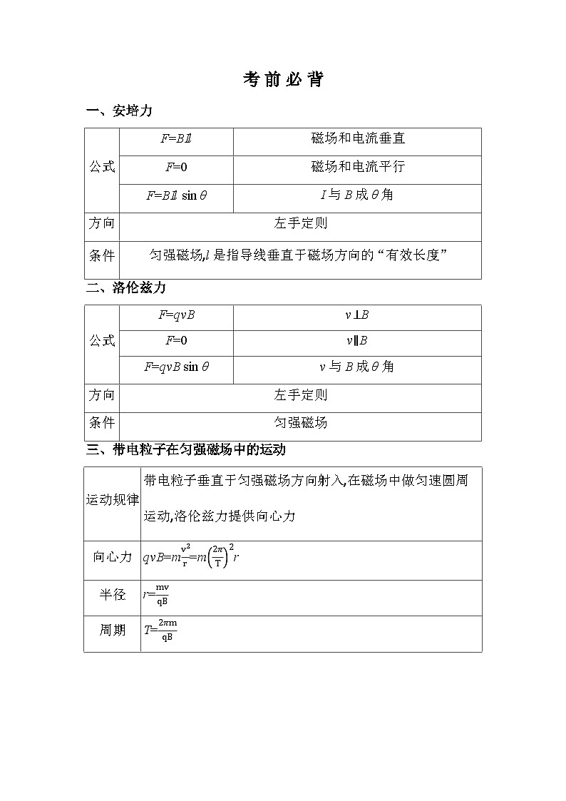 教科版版高中物理高二上学期（选必二）考前必背知识清单第1页