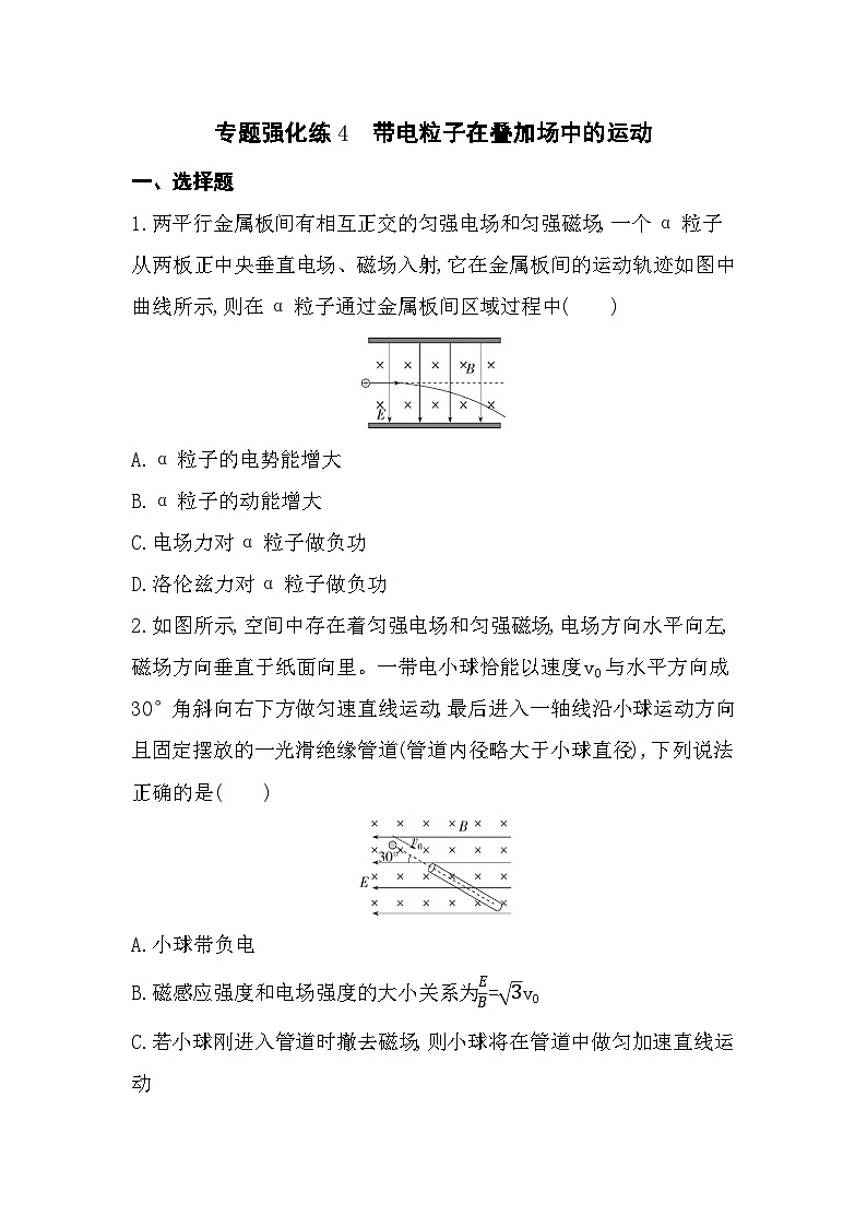 专题强化练4　带电粒子在叠加场中的运动（含答案解析）-教科版高中物理高二上学期（选必二）第1页