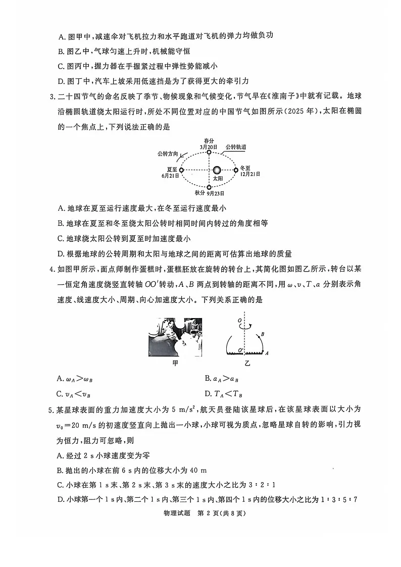 2025届河南省青桐鸣高三下学期10月大联考-物理试题（含答案）第2页