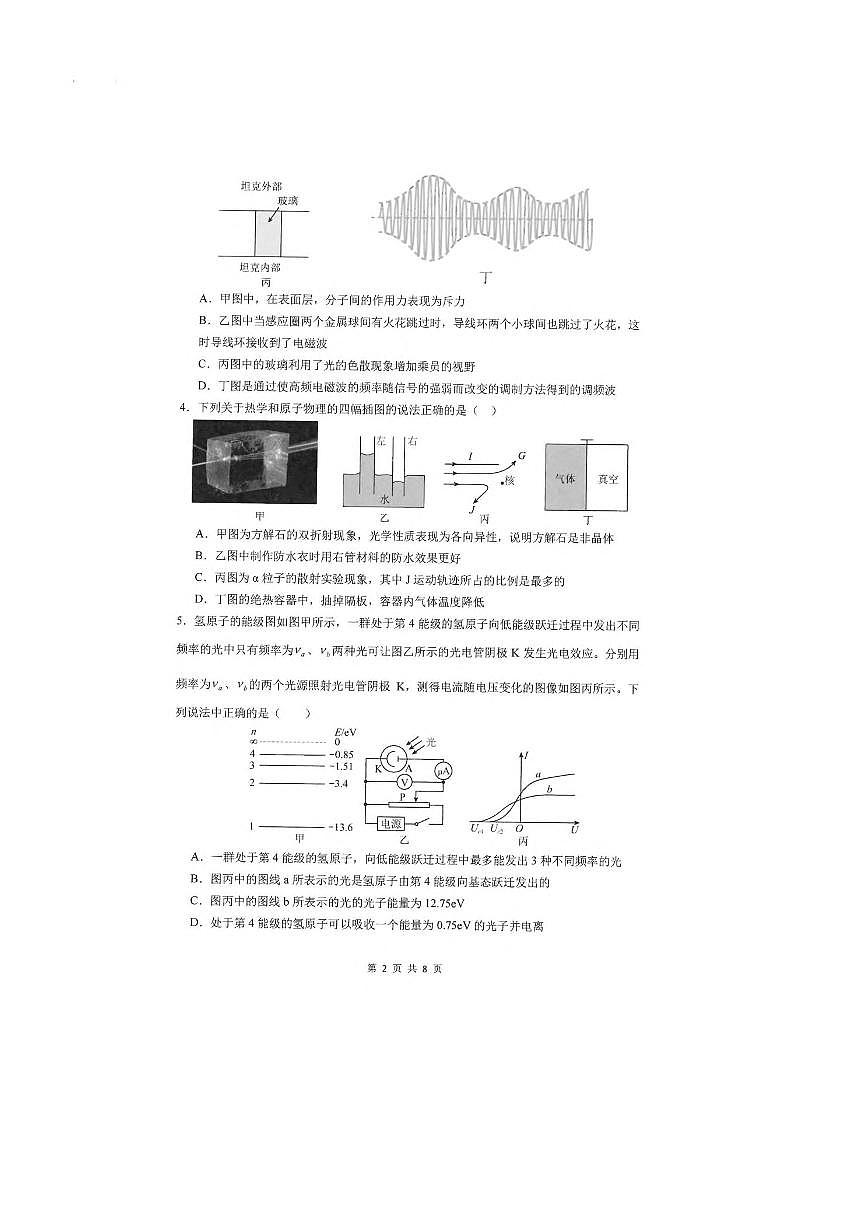 2024～2025学年广东省深圳市某校高二下期末考试物理试卷(含解析)第2页