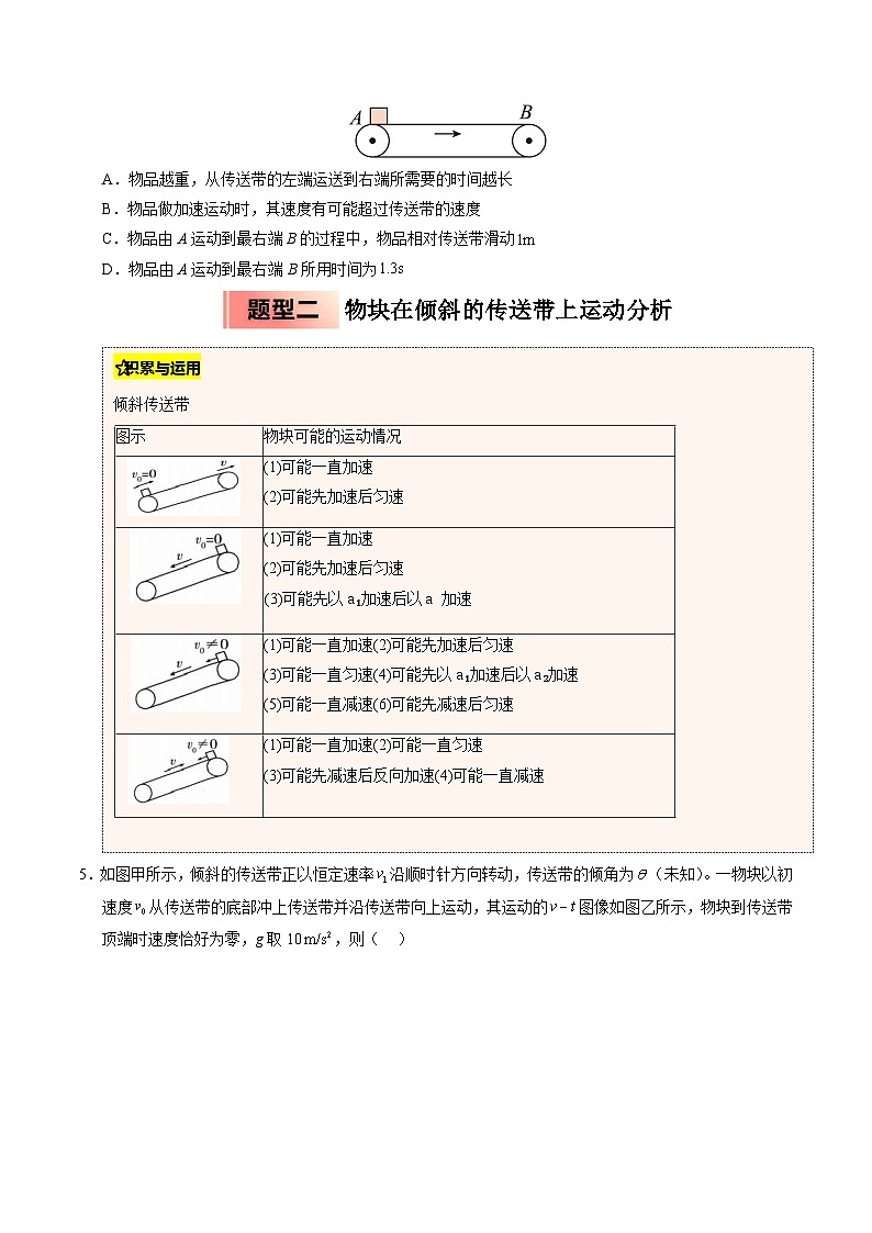 【暑假培优练】11 传送带模型 (学生版)-2025年高一物理暑假衔接讲练 (人教版)第3页