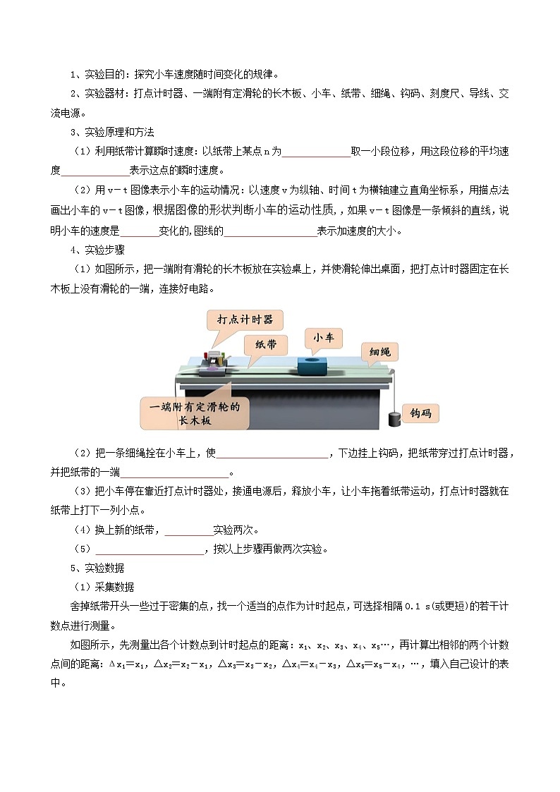 【初高衔接】衔接点05 实验：探究小车速度随时间变化的规律（学生版）-2025年初升高物理暑假衔接讲练 (通用版)第2页