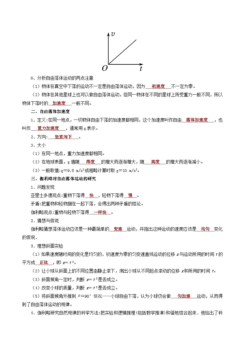 【初高衔接】衔接点08 自由落体运动（教师版）-2025年初升高物理暑假衔接讲练 (通用版)第2页