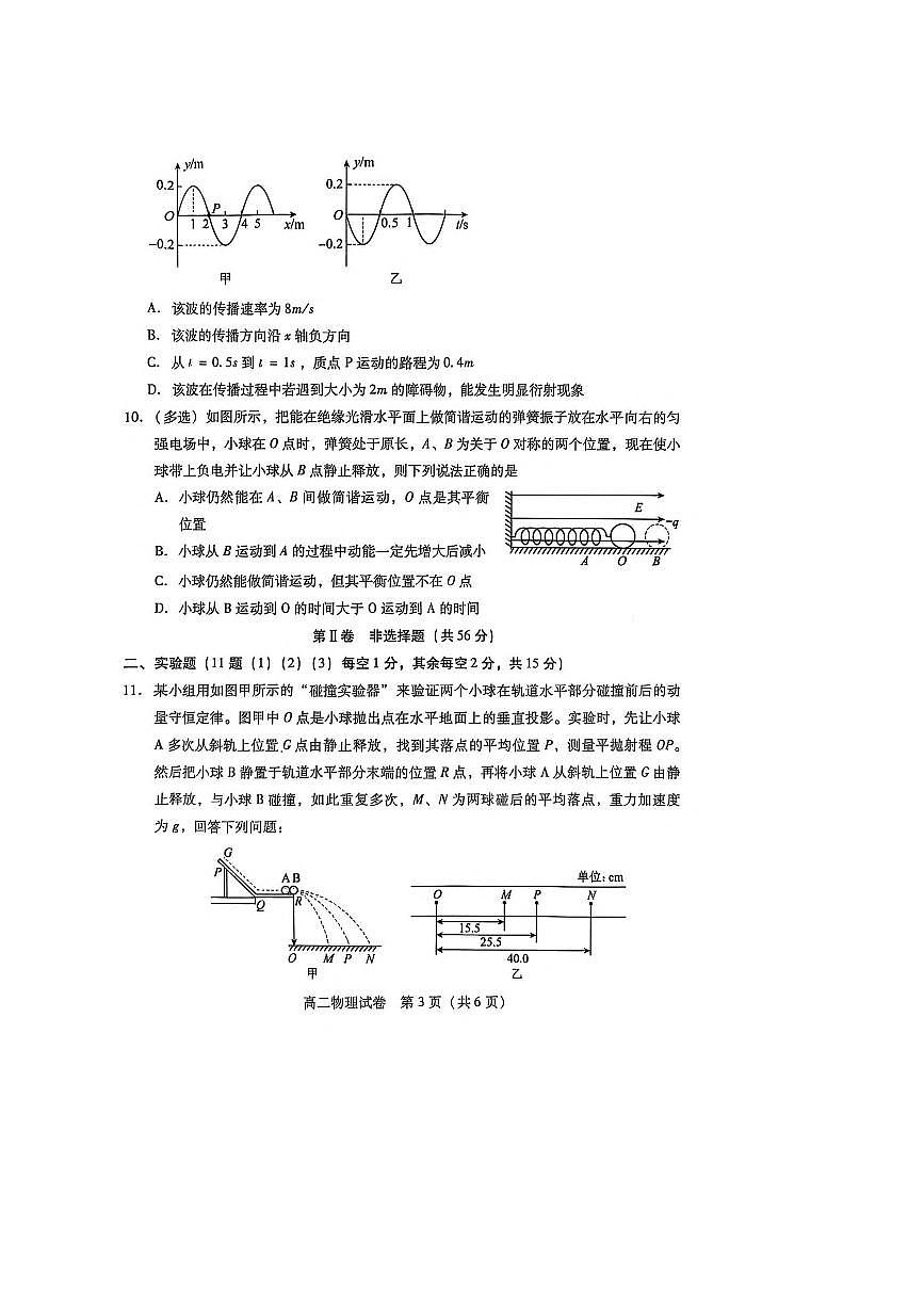 2024～2025学年湖南省衡阳市衡南县高二下期末考试物理试卷(无答案)第3页