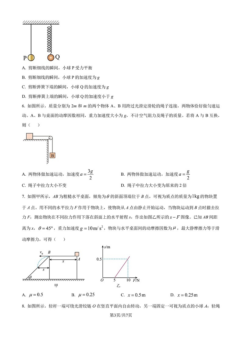 2025届福建省百校联考高三下学期10月测评-物理试题（含答案）第3页