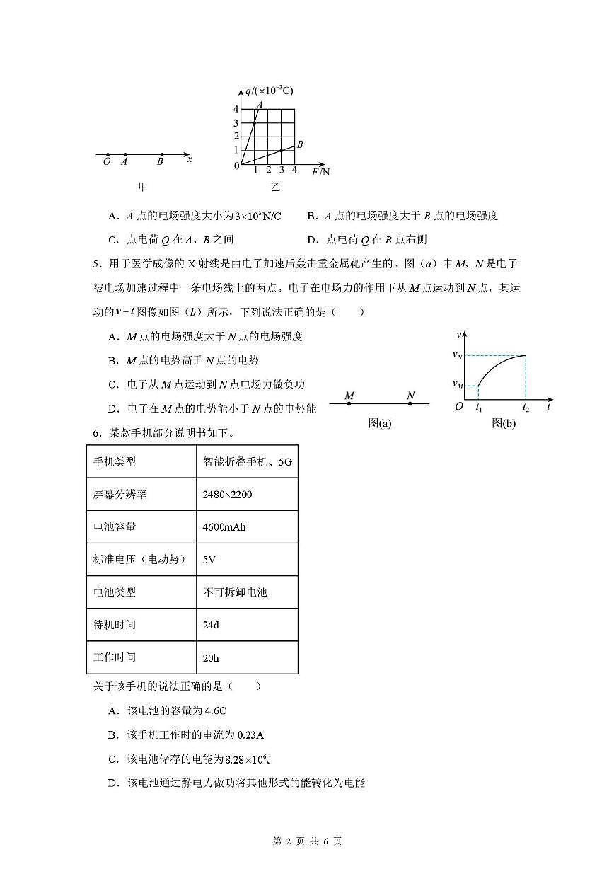 四川省巴中市南江县实验中学2024-2025学年高二上学期期中物理试题第2页