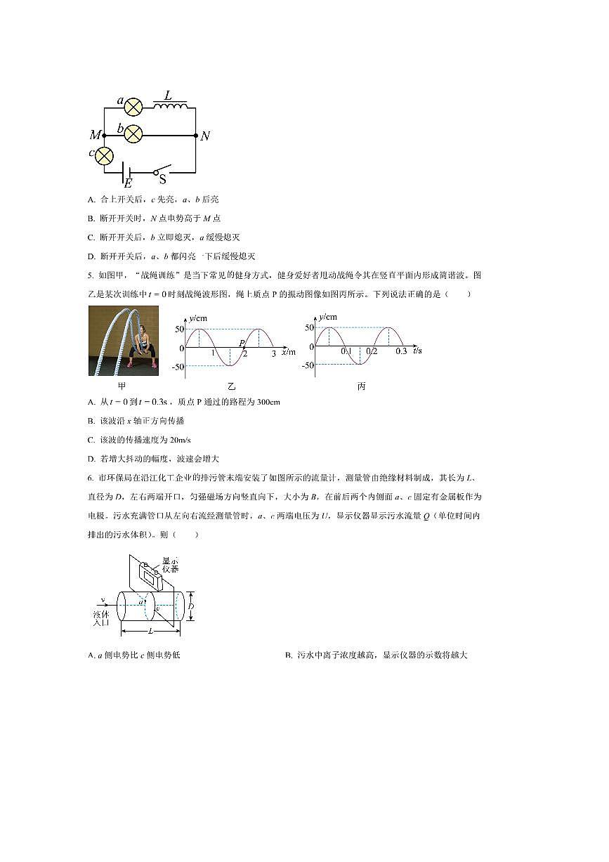 2024～2025学年重庆市校联考(月考)高二下7月期末物理试卷(含答案)第2页