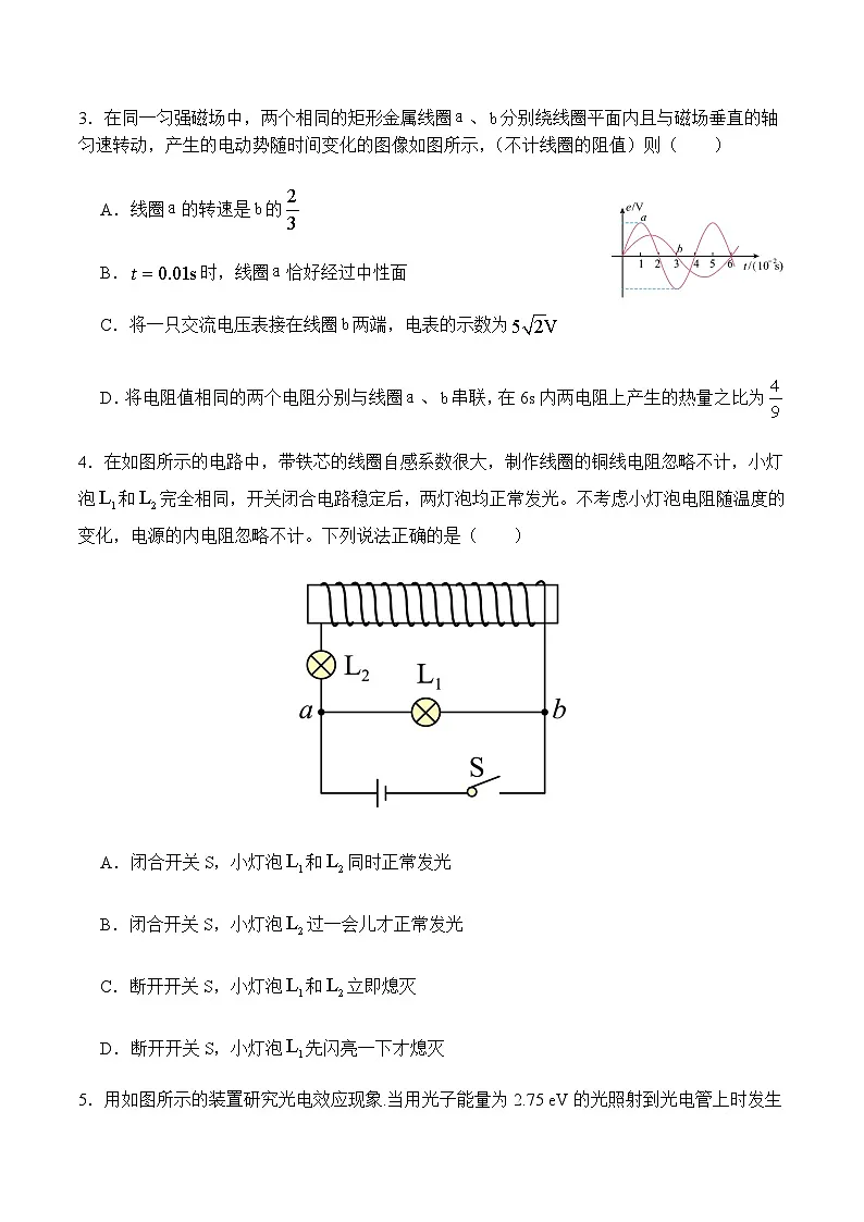 四川省阿坝藏族羌族自治州2024-2025学年高二下学期7月期末物理试题（含解析）第2页