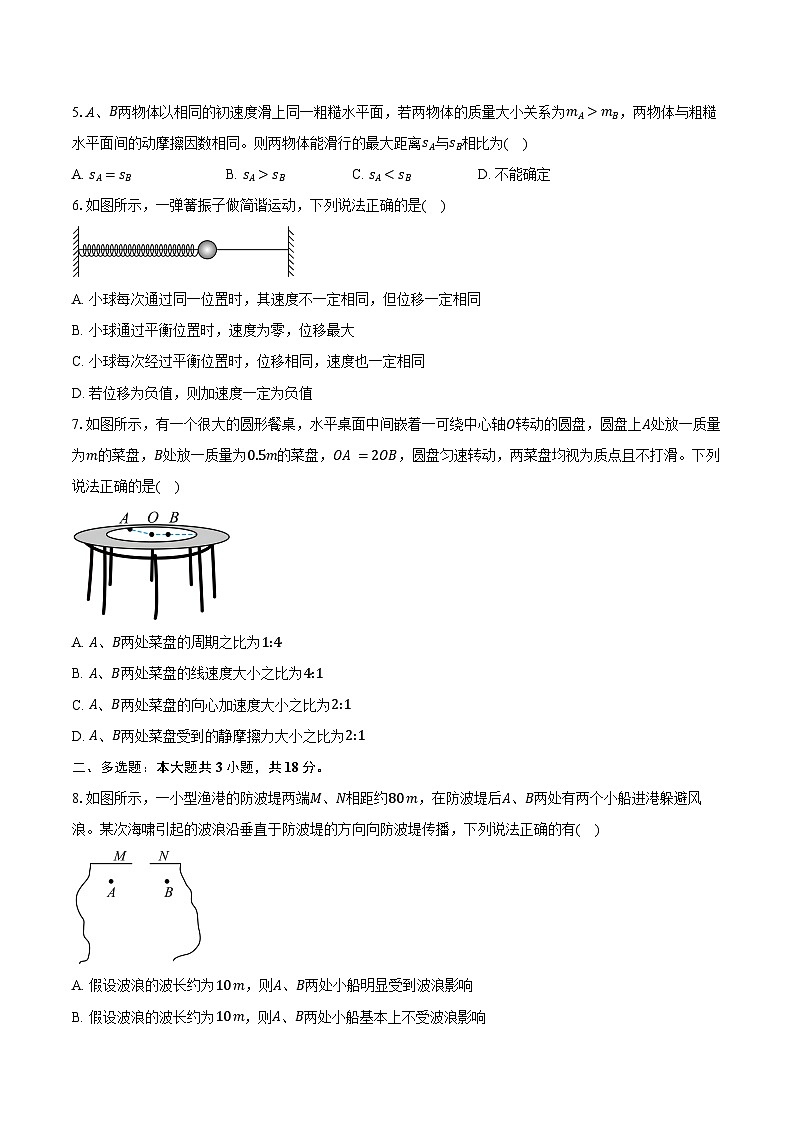 2024-2025学年吉林省吉林市永吉实验高级中学等校高一（下）期末联考物理试卷（含解析）第2页