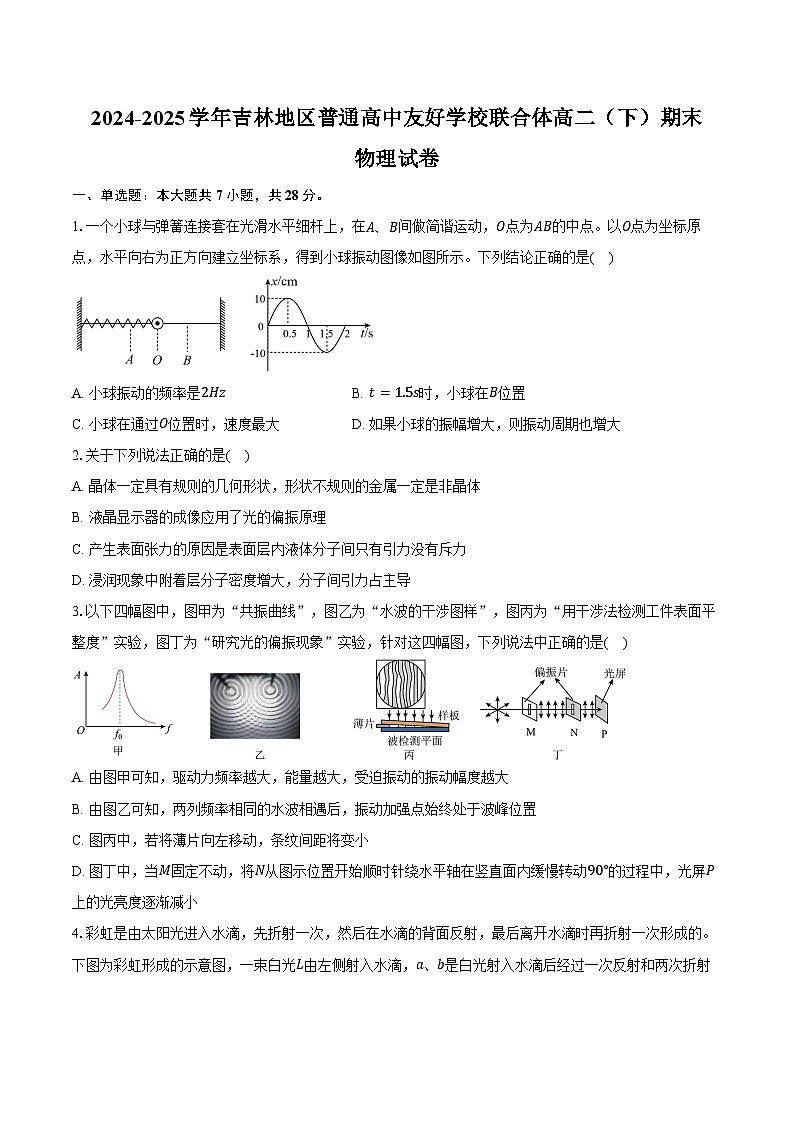 2024-2025学年吉林市吉林地区普通高中友好学校联合体高二（下）期末物理试卷（含解析）第1页