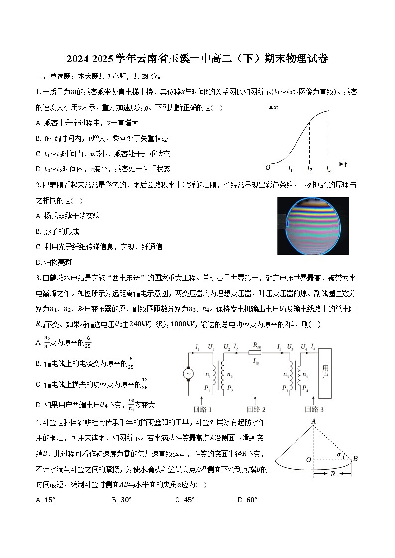 2024-2025学年云南省玉溪一中高二（下）期末物理试卷（含解析）第1页