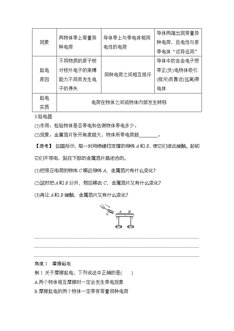 2025-2026学年高中物理鲁科版（2019）必修第三册 第1章 第1节 静电的产生及其微观解释 学案第2页