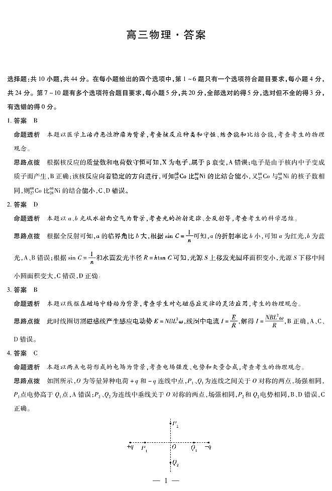 【物理DA】天一大联考·湖南省2026届高三年级上学期开学考第1页