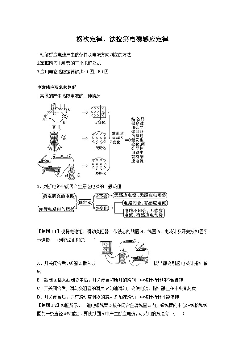 高考物理二轮专题讲义：楞次定律 法拉第电磁感应定律第1页