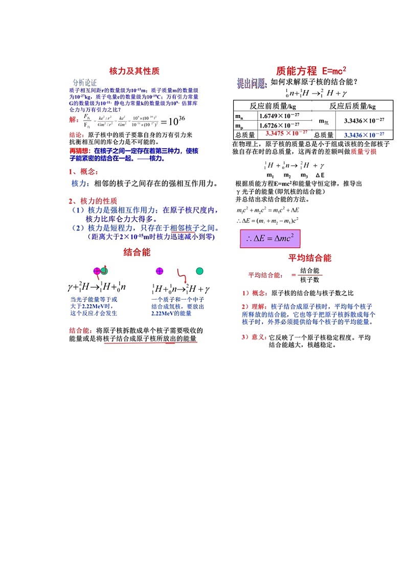 5.3核力与结合能 导学案-高中物理人教版（2019）选择性必修第三册第3页