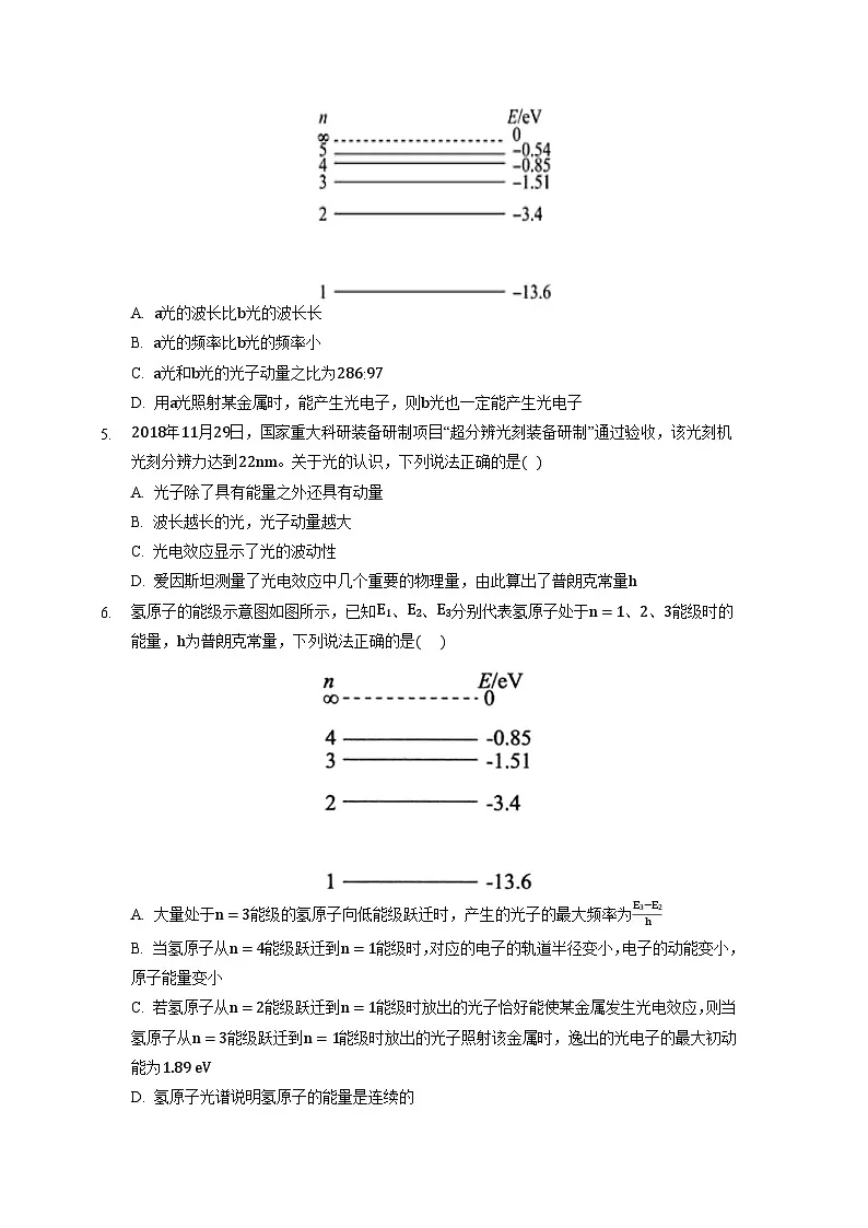 第四章 原子结构和波粒二象性检测试题-高中物理人教版（2019）选择性必修第三册第2页