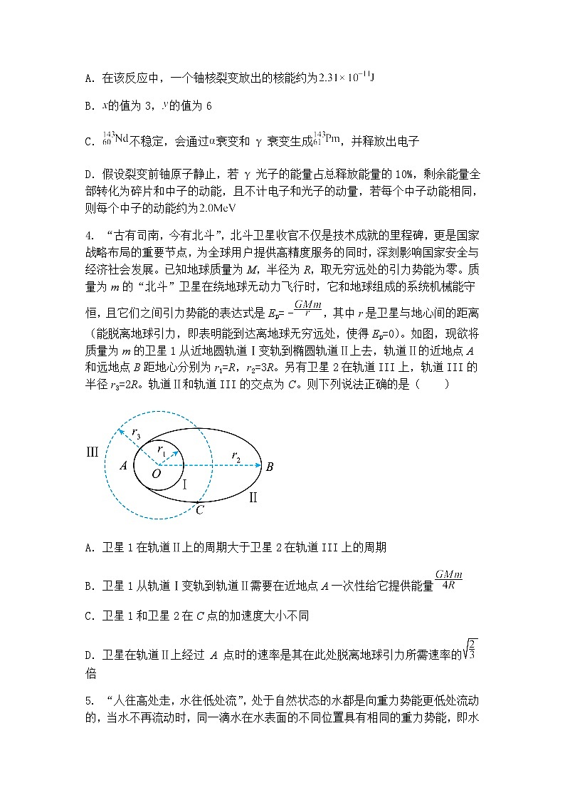 新余四中2026届内部模拟高三下学期物理模拟试题（含答案解析）第2页