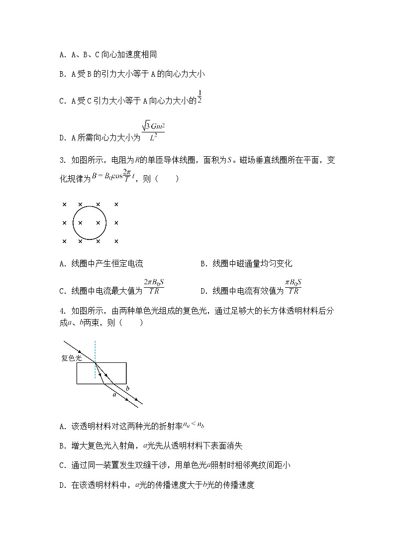 2025届甘肃省部分学校高三下学期模拟预测考试物理试卷（含答案解析）第2页