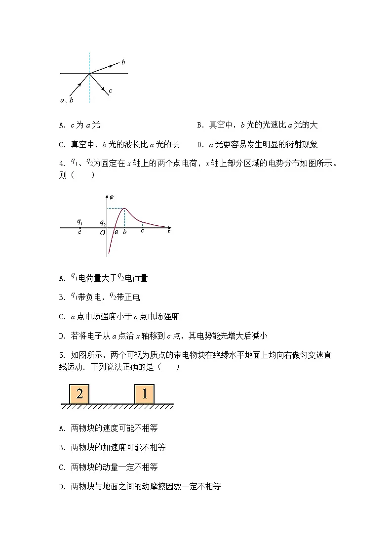 2025届河南省豫北六校高三下学期4月联合模拟考试物理试卷（含答案解析）第2页