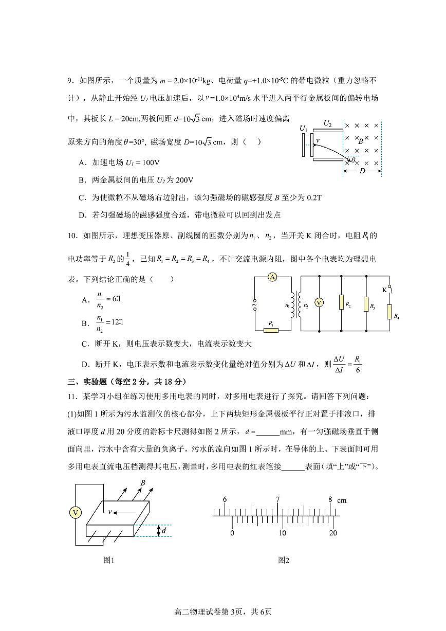 湖南省娄底市部分普通高中2024-2025学年高二下学期期末考试物理试卷（PDF版）第3页